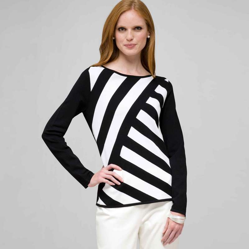 Graphic Print Sweater, Black & White, large image number 0