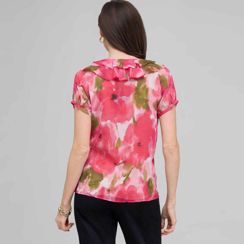 Ruffle Front Blouse., Pink Gem Combo, large image number 1